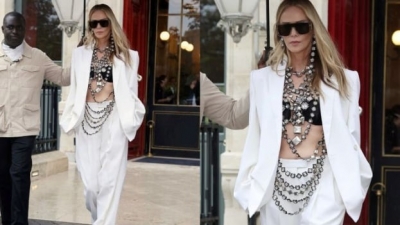 Շարլիզ Թերոնը Givenchy-ի ցուցադրությանը ներկայացել է «անտեսանելի» բյուրեղապատ տոպով