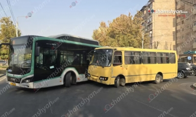 Բաբաջանյան փողոցում բախվել են «MAN» և «ISUZU» ավտոբուսները