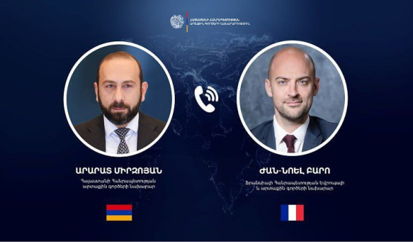 Արարատ Միրզոյանը Ֆրանսիայի պաշտոնակցի հետ քննարկել է Հայաստանի և Ադրբեջանի միջև խաղաղության պայմանագրի կնքման վերաբերյալ հարցեր