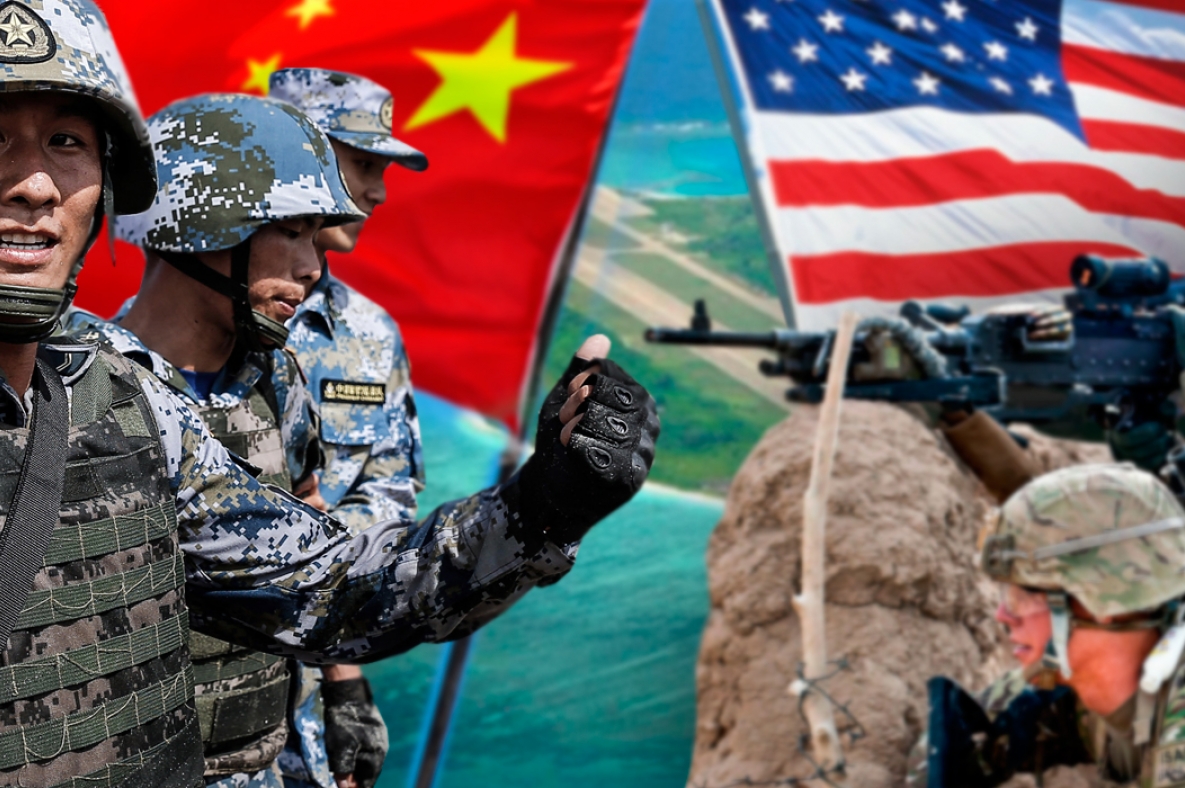 Национальные и военные конфликты. Китай против США. Армия Китая и США. Американские и китайские войска.